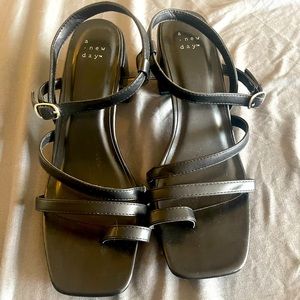 Strappy trendy heels. Size 10. Black.